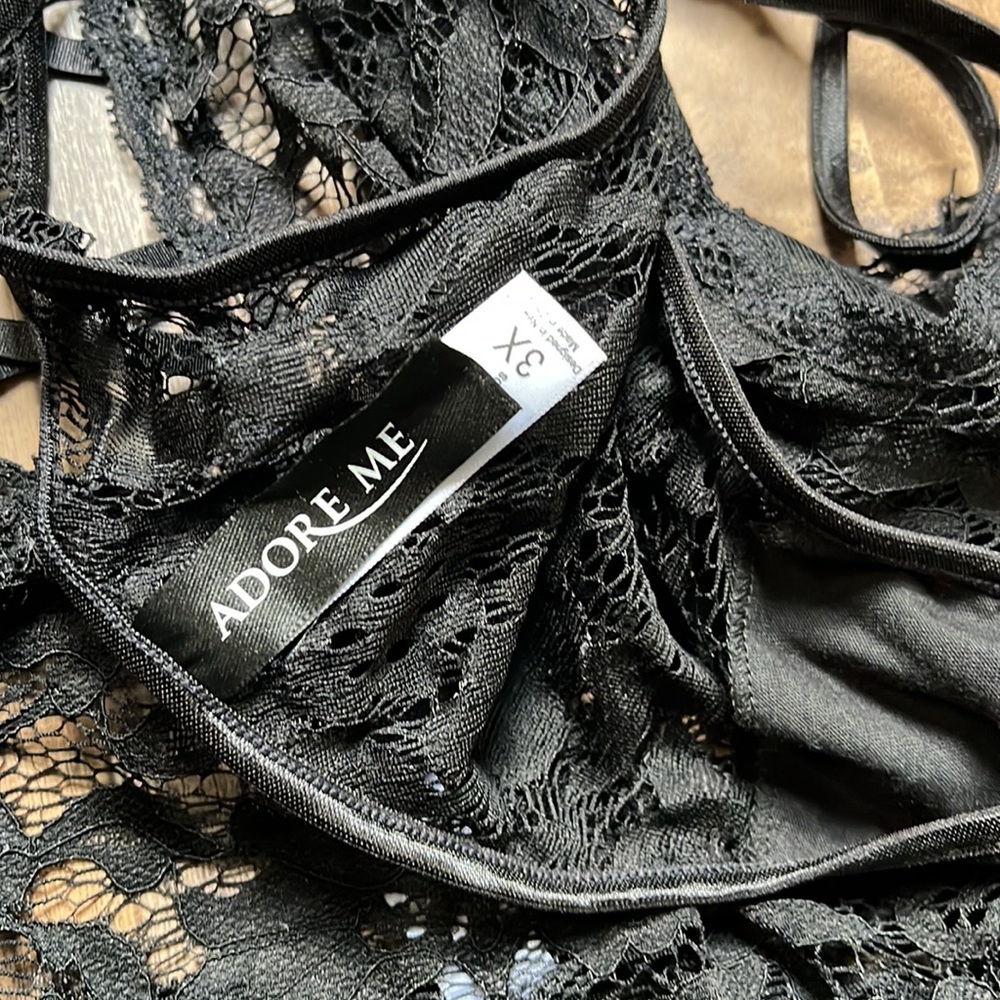 Adore Me Black Rue Lace Babydoll Dress and Panties - Picture 7 of 12